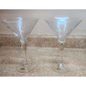 Vintage Home Essentials Floral Etched Martini Glasses  Set Of Two 8 Inch Tall